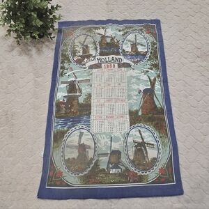 Vintage 1989 Holland-themed Calendar Tea Towel